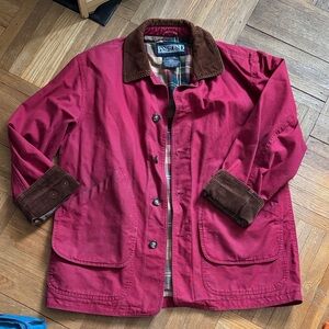 Lands' End men’s Maroon Utility Jacket with Corduroy Trim